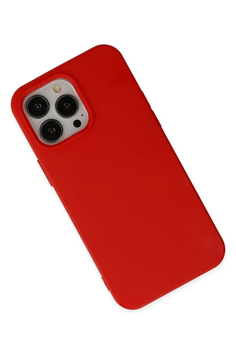 Newface iPhone 14 Pro Max Kılıf Nano içi Kadife Silikon - Kırmızı