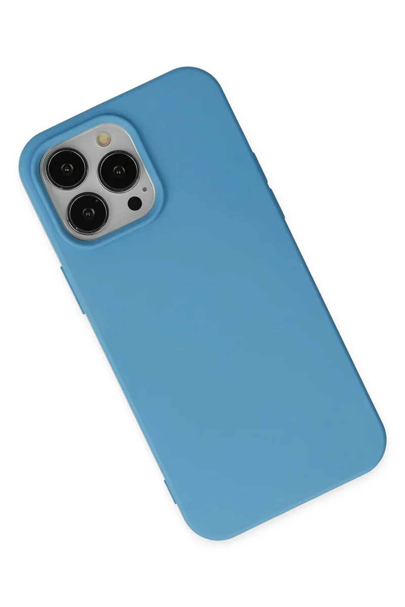 Newface iPhone 14 Pro Max Kılıf Nano içi Kadife Silikon - Mavi