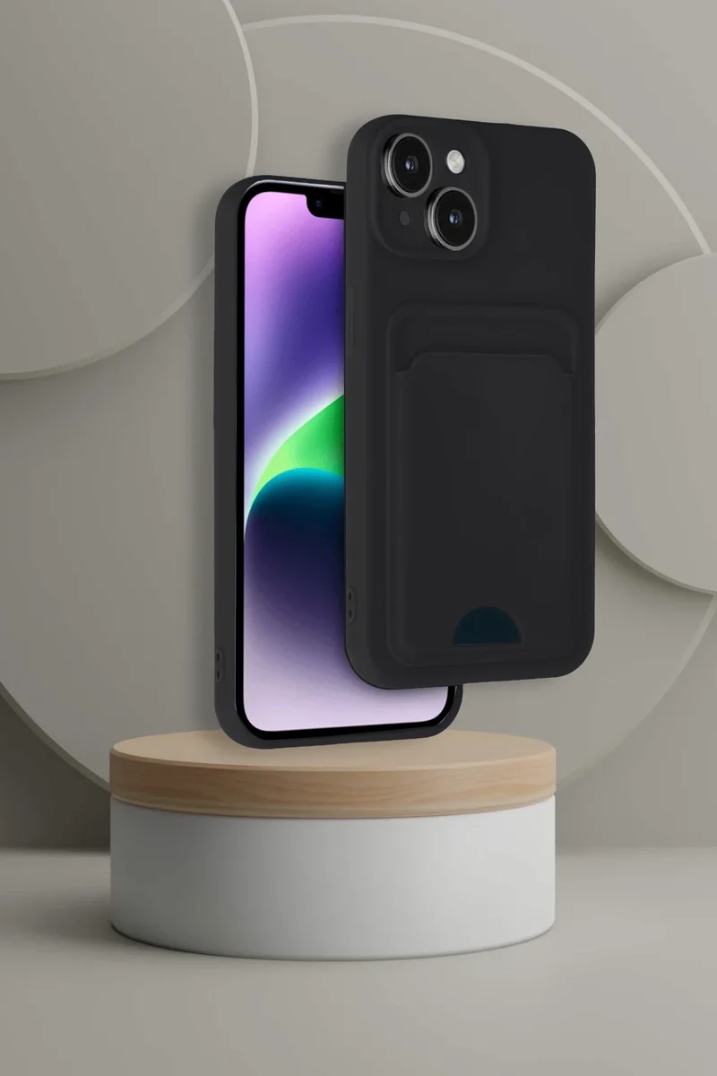 Newface iPhone 14 Kılıf Kelvin Kartvizitli Silikon - Siyah