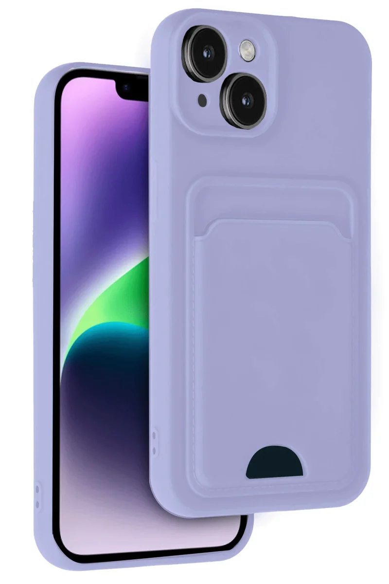 Newface iPhone 14 Kılıf Kelvin Kartvizitli Silikon - Lila
