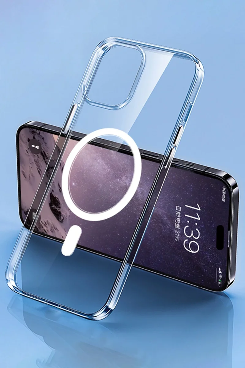 Newface iPhone 14 Pro Max Kılıf Tron Şeffaf Magsafe Kapak - Şeffaf