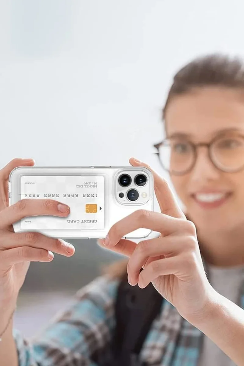 Newface iPhone 14 Plus Kılıf Kart Şeffaf Silikon - Şeffaf