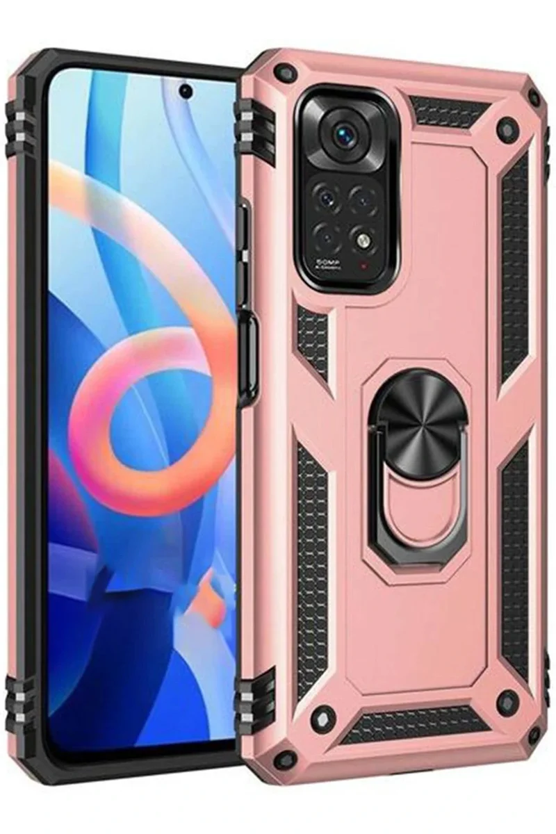 Newface Xiaomi Redmi Note 12S Kılıf Sofya Yüzüklü Silikon Kapak - Rose