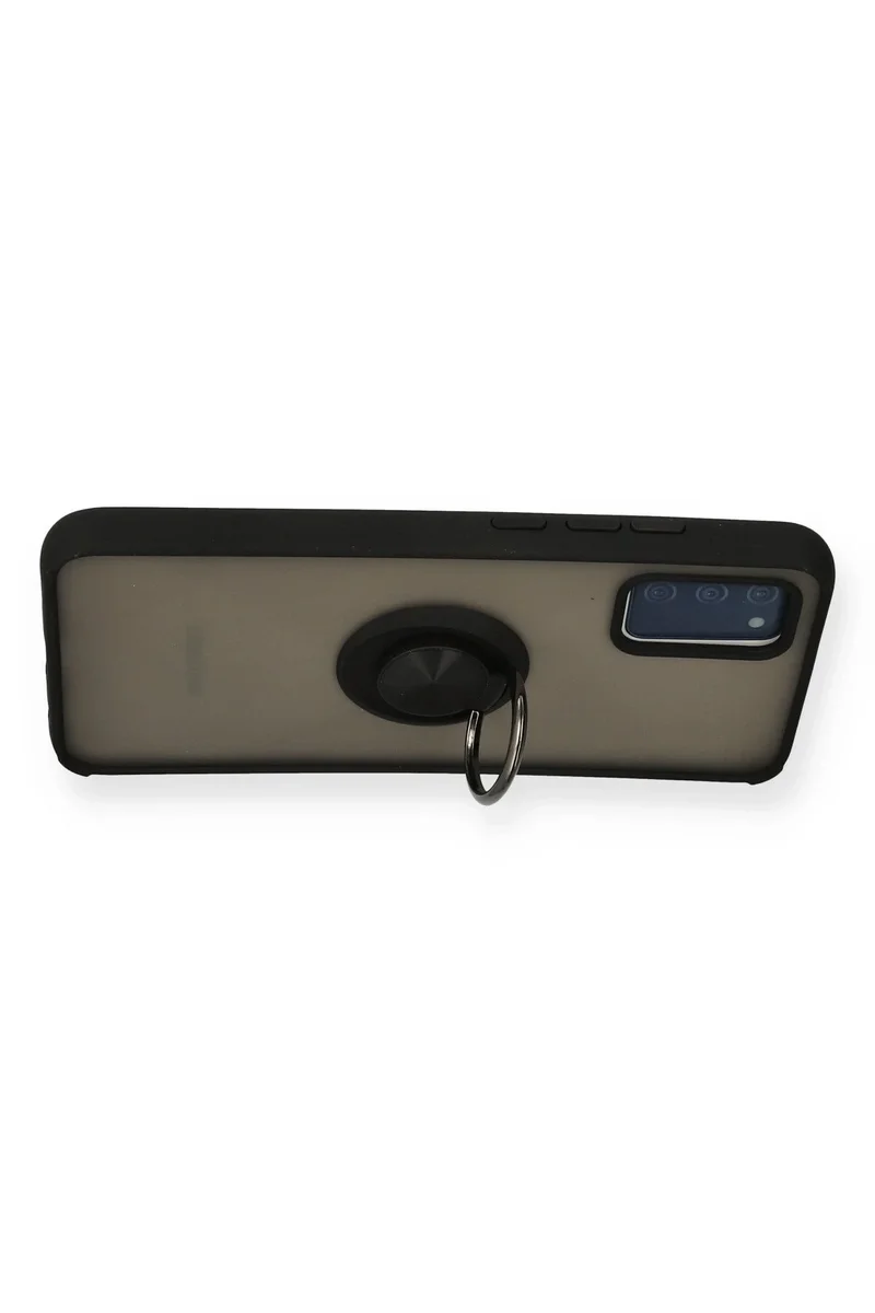 Newface Samsung Galaxy A02S Kılıf Montreal Yüzüklü Silikon Kapak - Siyah