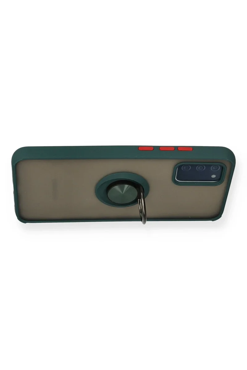 Newface Samsung Galaxy A02S Kılıf Montreal Yüzüklü Silikon Kapak - Yeşil