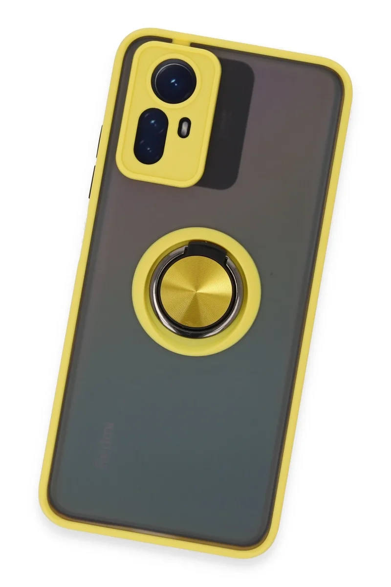 Newface Xiaomi Redmi Note 12S Kılıf Montreal Yüzüklü Silikon Kapak - Sarı
