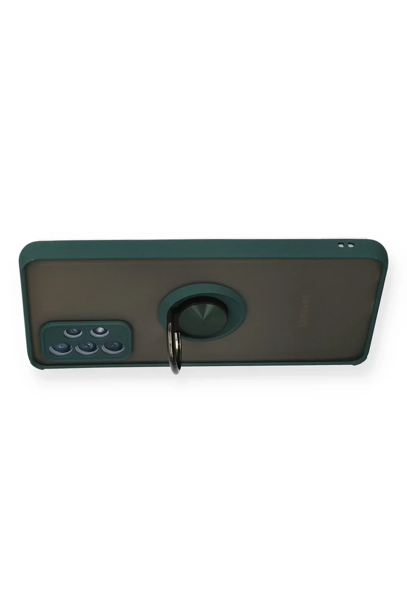 Newface Samsung Galaxy A72 Kılıf Montreal Yüzüklü Silikon Kapak - Yeşil