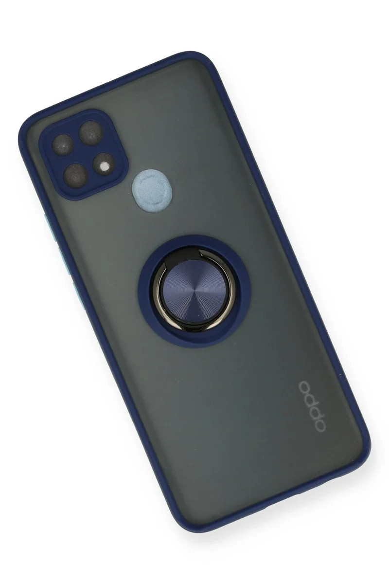 Newface Oppo A15 Kılıf Montreal Yüzüklü Silikon Kapak - Lacivert