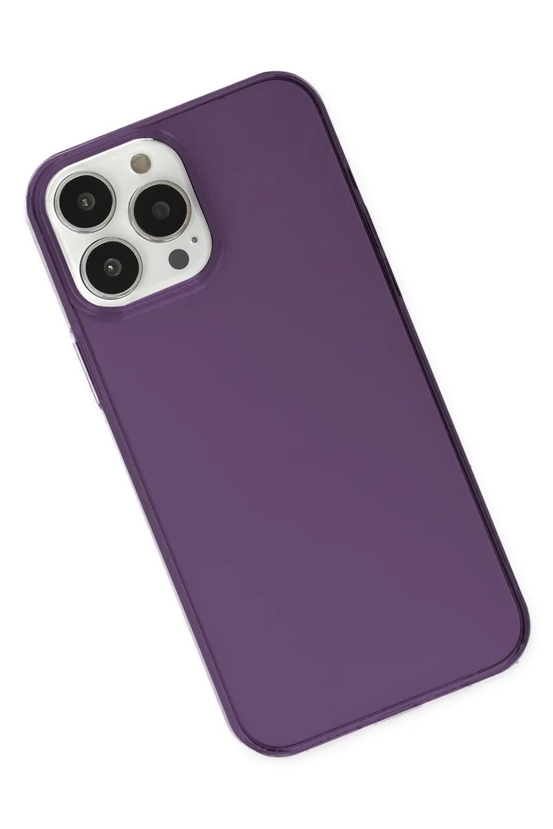 Newface iPhone 14 Pro Max Kılıf Pc Sert Şeffaf Kapak - Mor