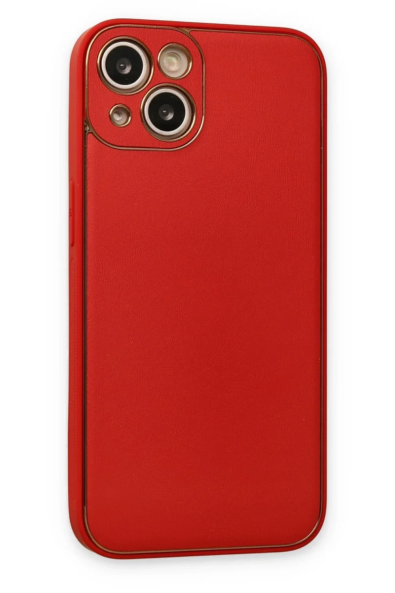 Newface iPhone 14 Plus Kılıf Coco Deri Silikon Kapak - Kırmızı