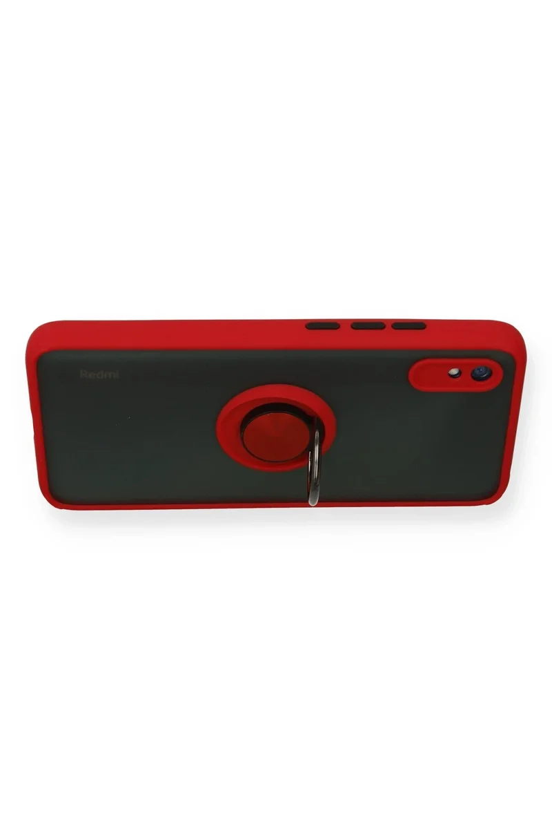 Newface Xiaomi Redmi 9A Kılıf Montreal Yüzüklü Silikon Kapak - Kırmızı