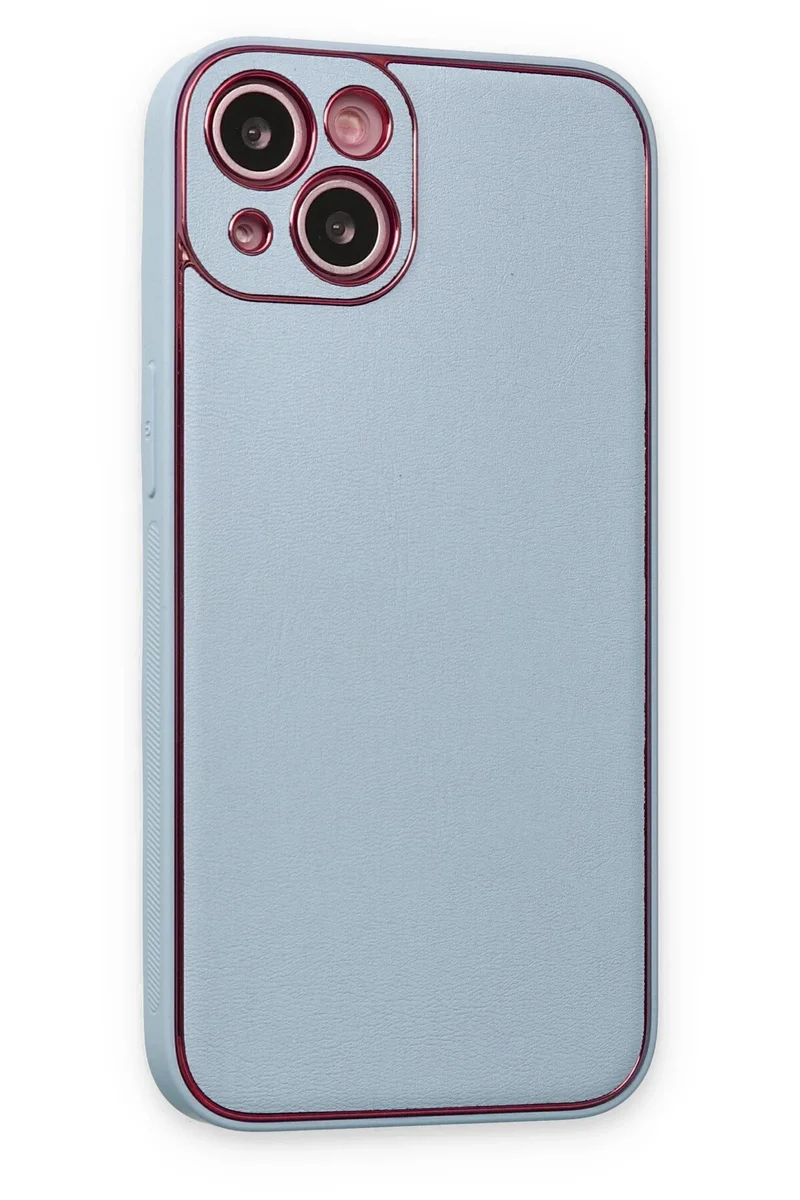 Newface iPhone 14 Plus Kılıf Coco Deri Silikon Kapak - Sky Blue