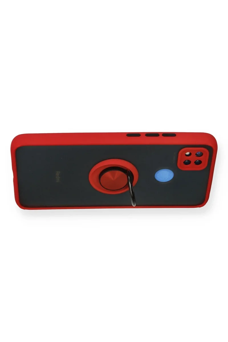 Newface Xiaomi Redmi 9C Kılıf Montreal Yüzüklü Silikon Kapak - Kırmızı