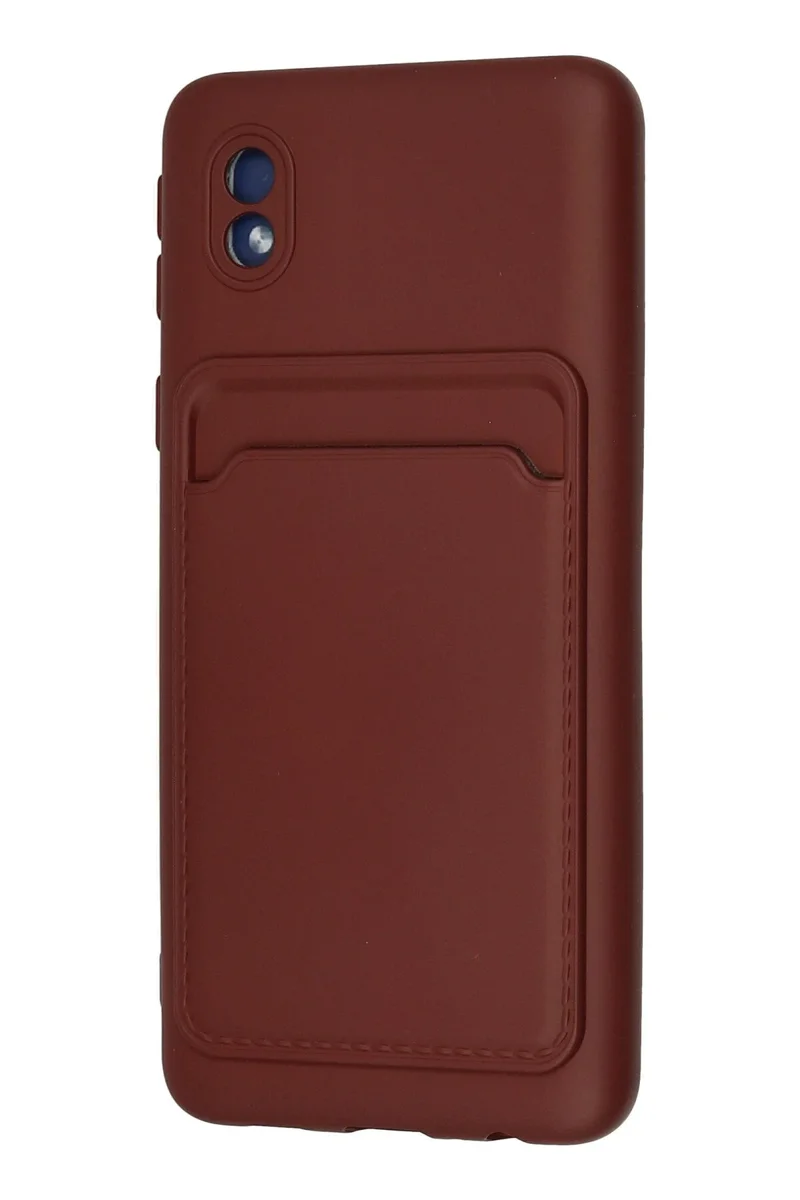 Newface Samsung Galaxy A01 Core Kılıf Kelvin Kartvizitli Silikon - Bordo