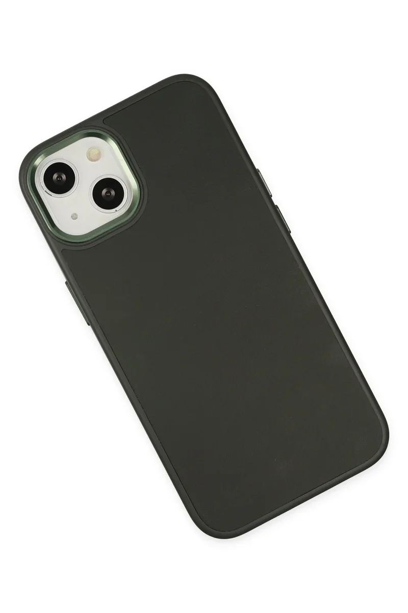 Newface iPhone 14 Plus Kılıf Asya Deri Silikon - Koyu Yeşil