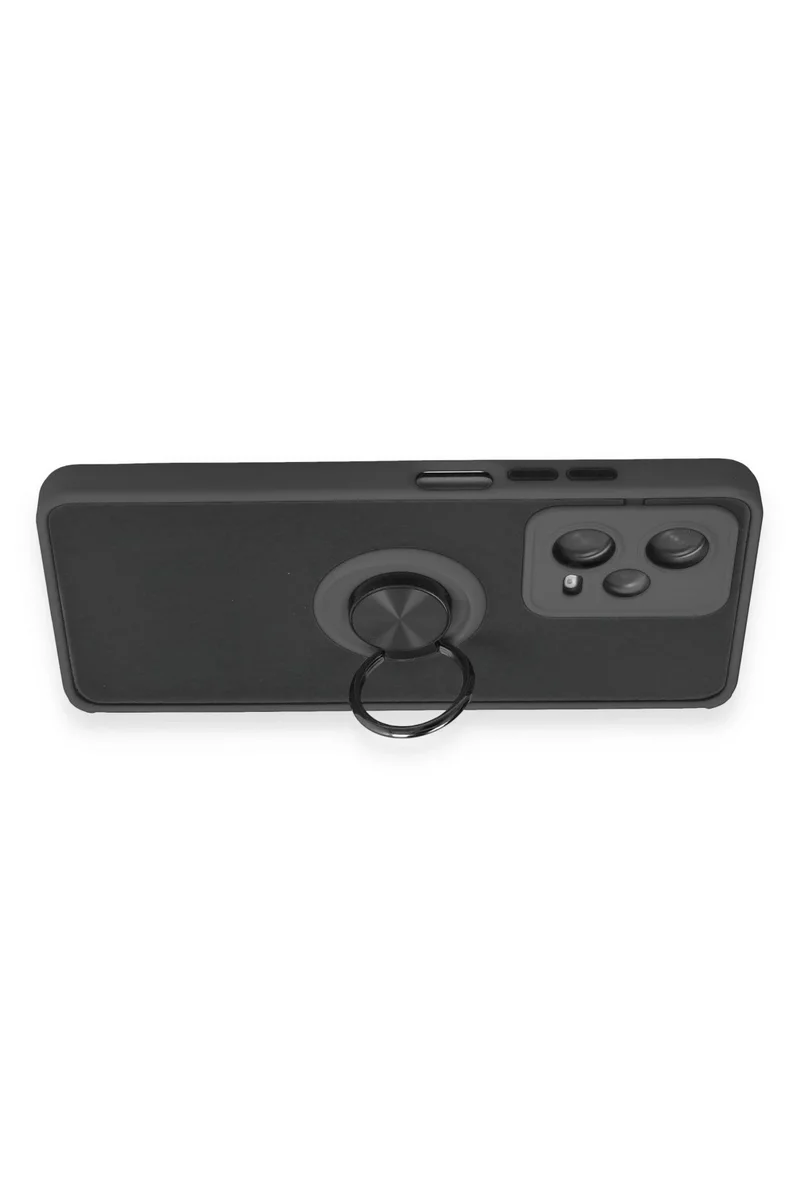 Newface Xiaomi Redmi Note 12 5G Kılıf Montreal Yüzüklü Silikon Kapak - Siyah