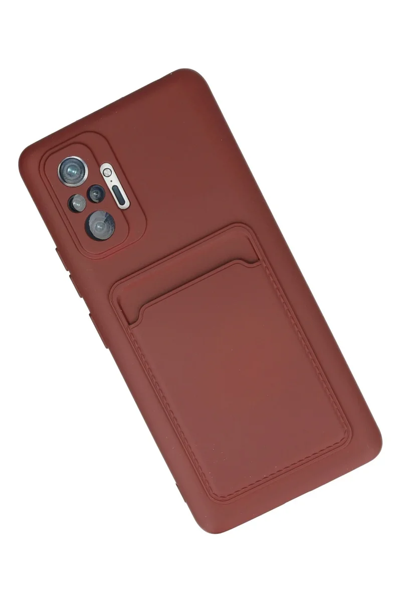 Newface Xiaomi Redmi Note 10 Pro Kılıf Kelvin Kartvizitli Silikon - Bordo