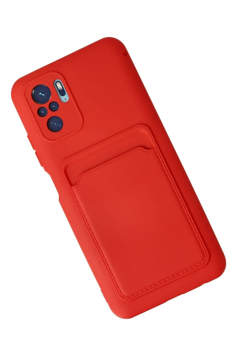 Newface Xiaomi Redmi Note 10S Kılıf Kelvin Kartvizitli Silikon - Kırmızı