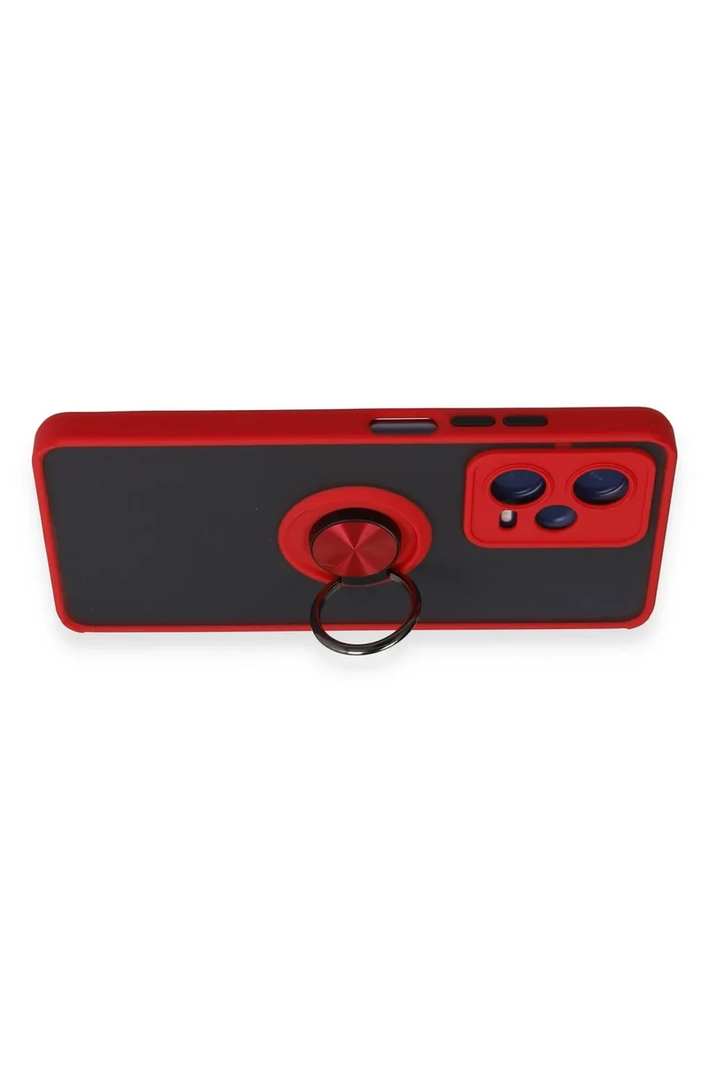 Newface Xiaomi Redmi Note 12 5G Kılıf Montreal Yüzüklü Silikon Kapak - Kırmızı