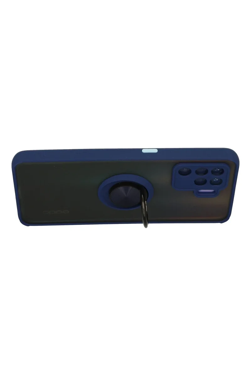 Newface Oppo Reno 5 Lite Kılıf Montreal Yüzüklü Silikon Kapak - Lacivert