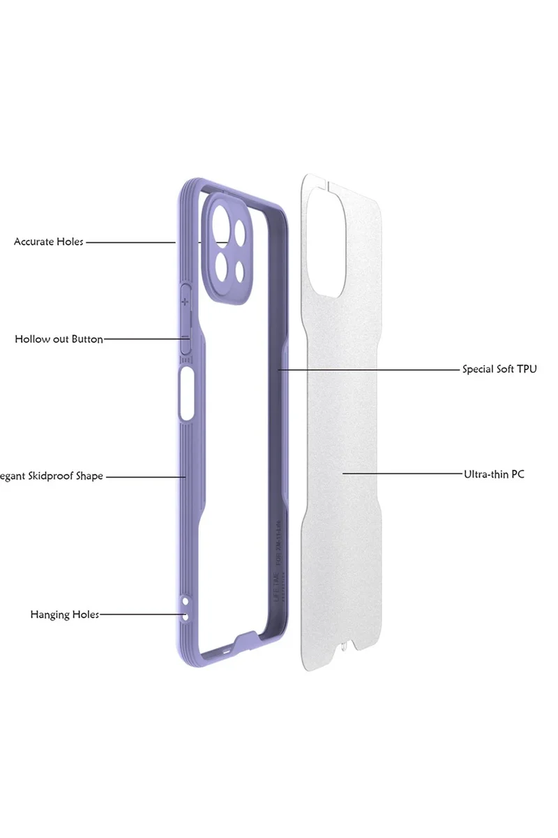 Newface Xiaomi Mİ 11 Lite Kılıf Platin Silikon - Lila