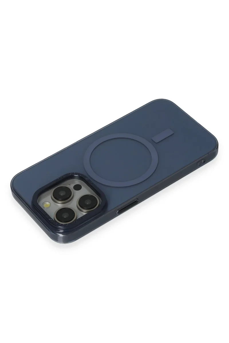 Newface iPhone 15 Pro Kılıf Anka PC Magneticsafe Sert Metal Kapak - Lacivert