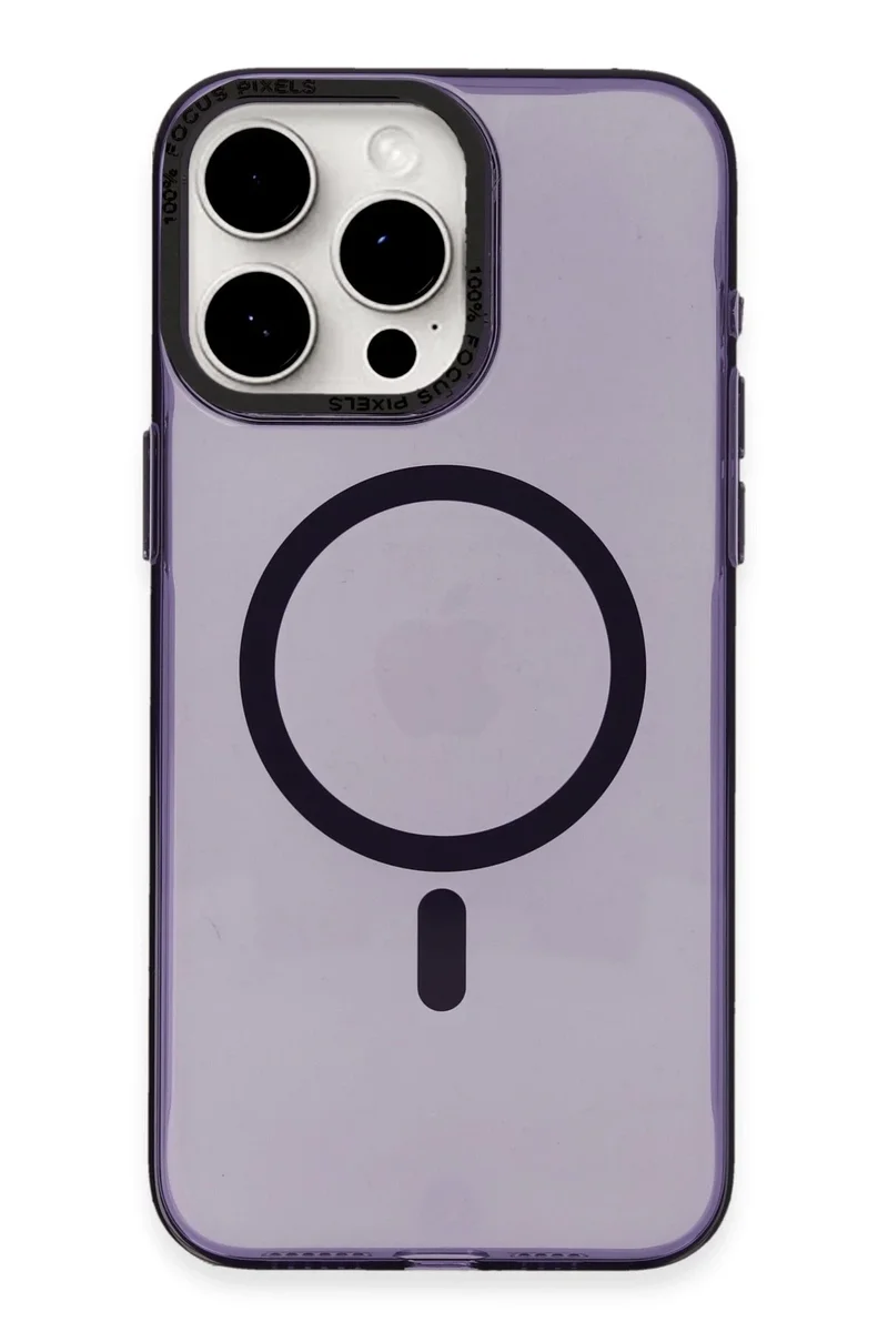 Newface iPhone 15 Pro Max Kılıf Anka PC Magneticsafe Sert Metal Kapak - Mor