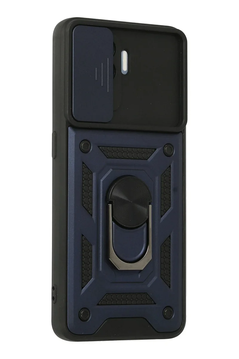 Newface Oppo Reno 5 Lite Kılıf Pars Lens Yüzüklü Silikon - Lacivert