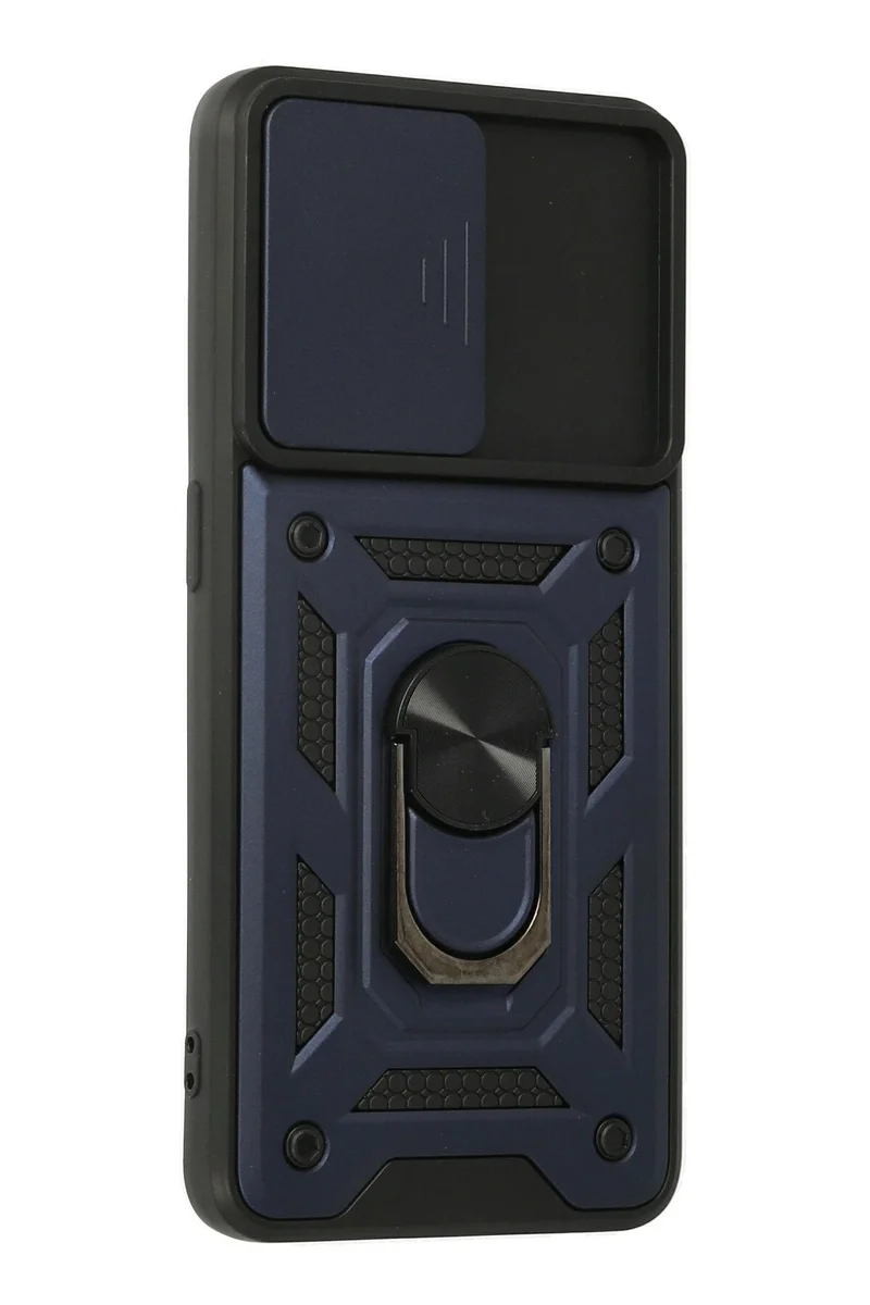 Newface Oppo A74 4G Kılıf Pars Lens Yüzüklü Silikon - Lacivert