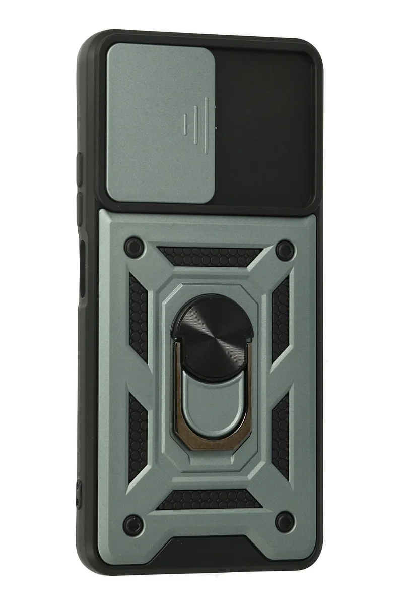 Newface Xiaomi Poco F3 Kılıf Pars Lens Yüzüklü Silikon - Yeşil