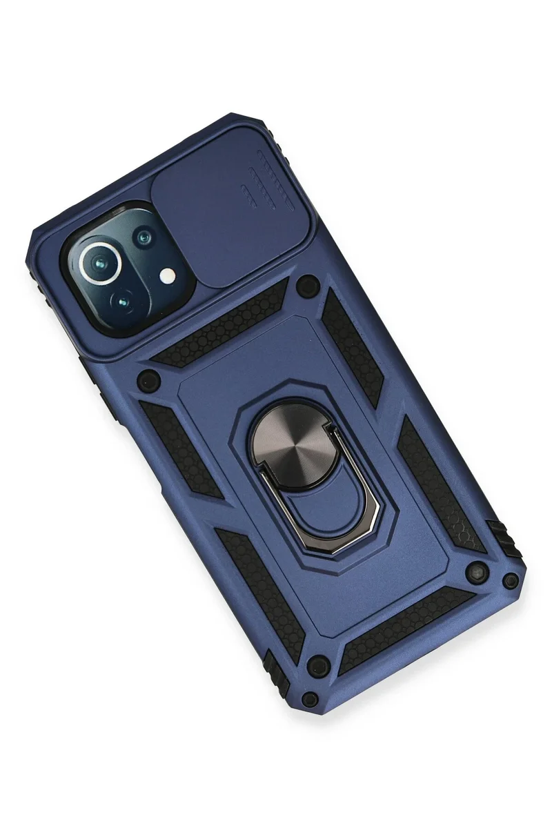 Newface Xiaomi Mİ 11 Lite Kılıf Pars Lens Yüzüklü Silikon - Lacivert