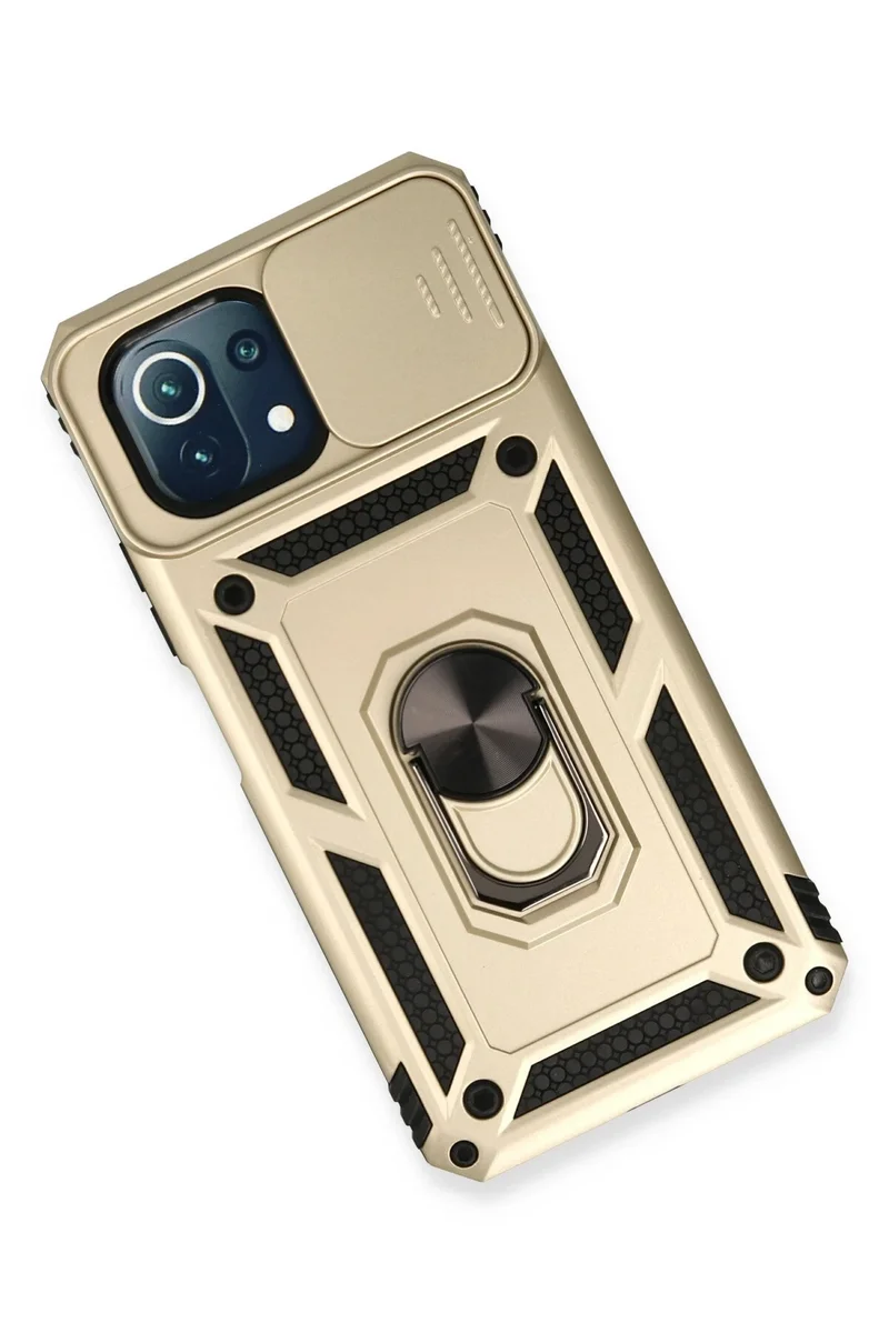 Newface Xiaomi Mİ 11 Lite Kılıf Pars Lens Yüzüklü Silikon - Gold