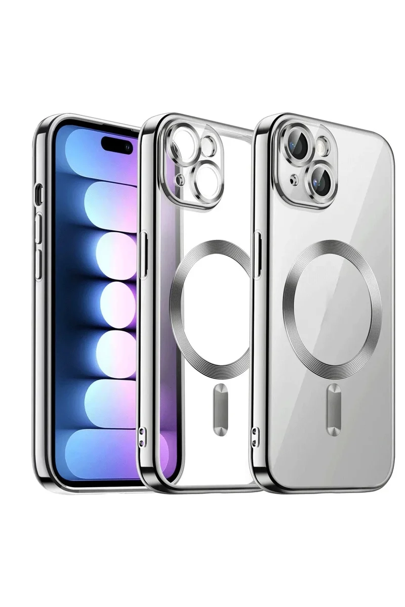 Newface iPhone 15 Kılıf Kross Magneticsafe Kapak - Gümüş
