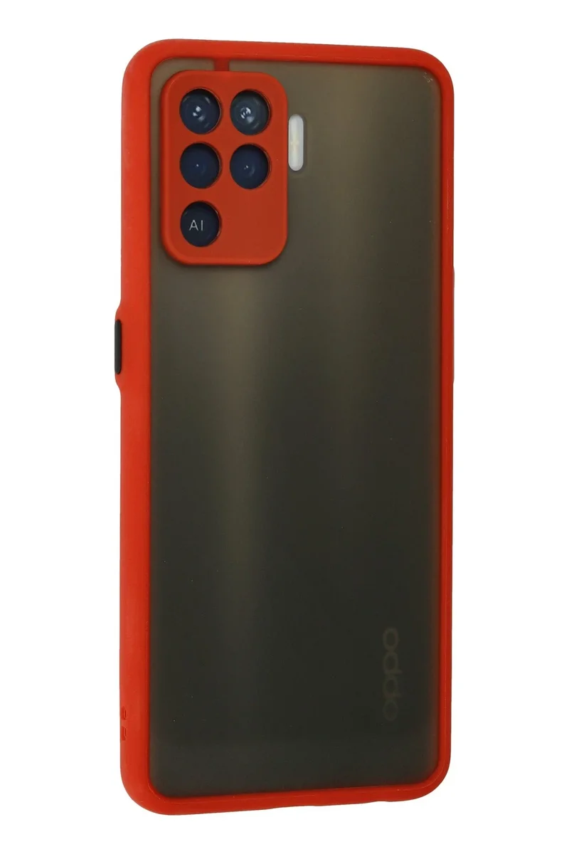 Newface Oppo Reno 5 Lite Kılıf Montreal Silikon Kapak - Kırmızı