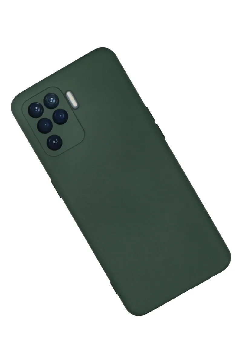 Newface Oppo Reno 5 Lite Kılıf Nano içi Kadife Silikon - Koyu Yeşil