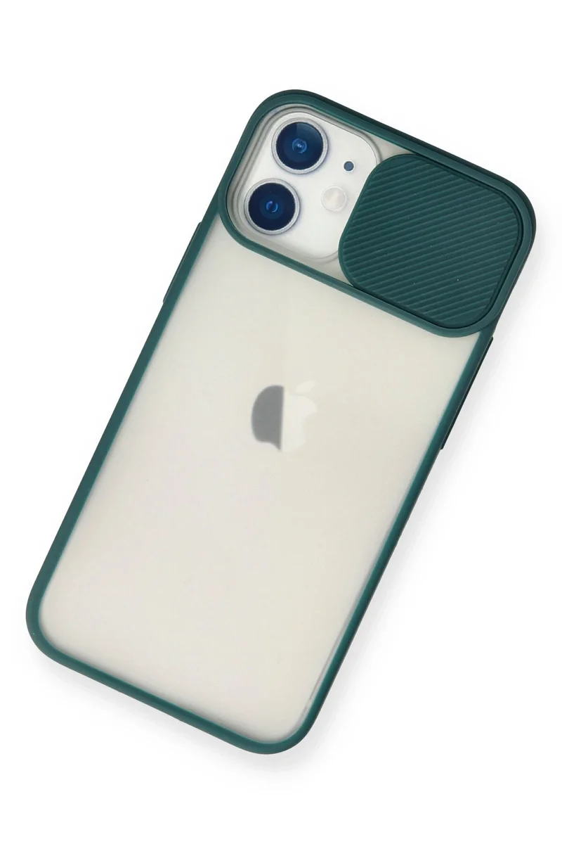 Newface iPhone 11 Kılıf Palm Buzlu Kamera Sürgülü Silikon - Yeşil