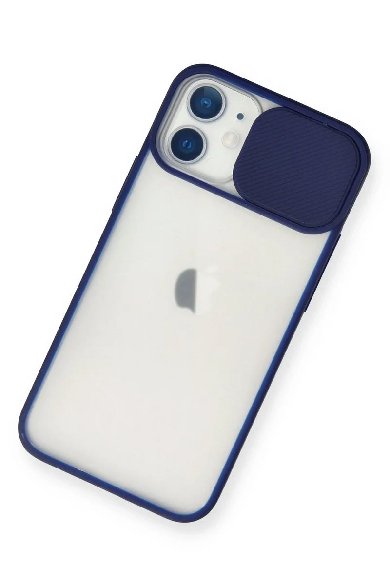 Newface iPhone 11 Kılıf Palm Buzlu Kamera Sürgülü Silikon - Lacivert