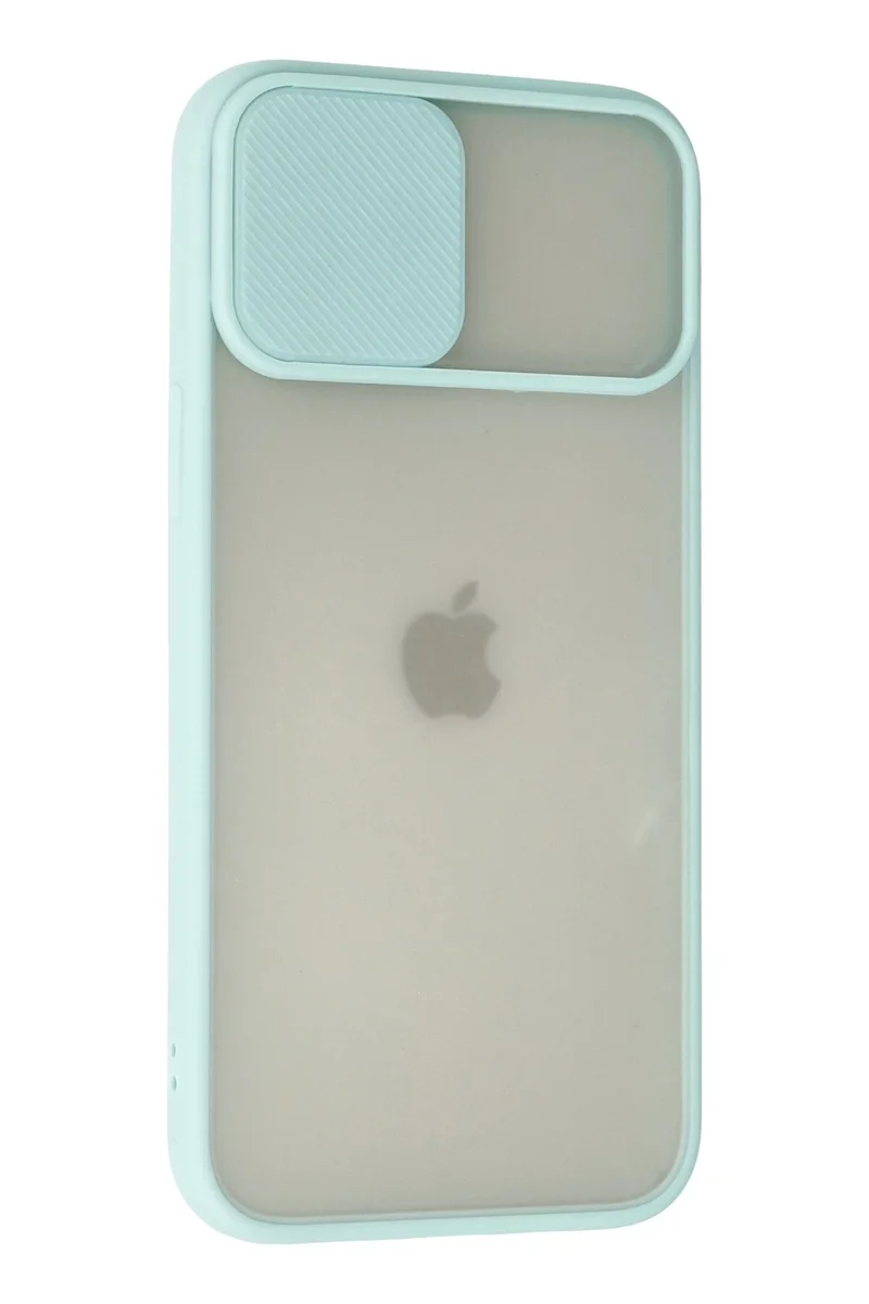 Newface iPhone 12 Pro Max Kılıf Palm Buzlu Kamera Sürgülü Silikon - Turkuaz