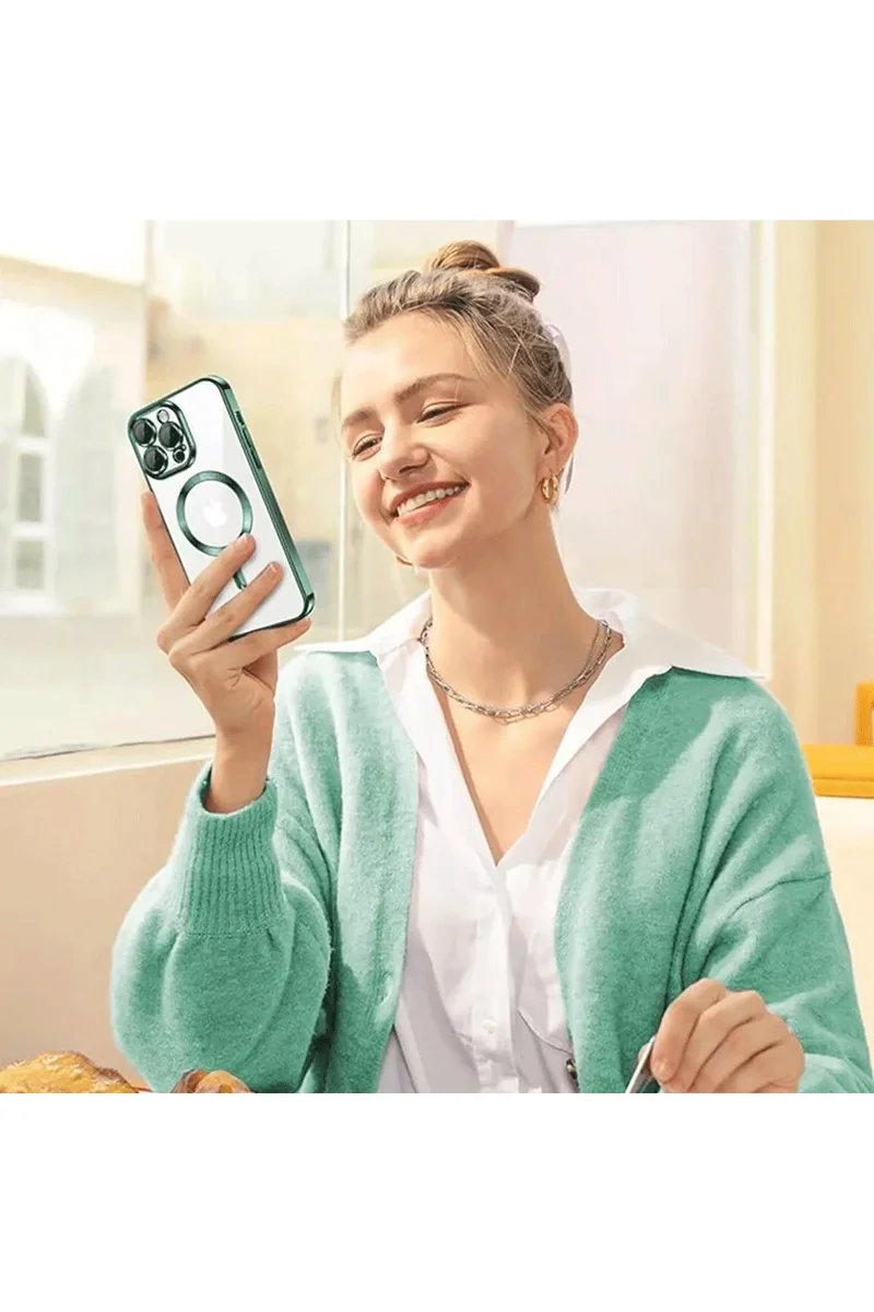 Newface iPhone 14 Pro Max Kılıf Kross Magneticsafe Kapak - Gümüş