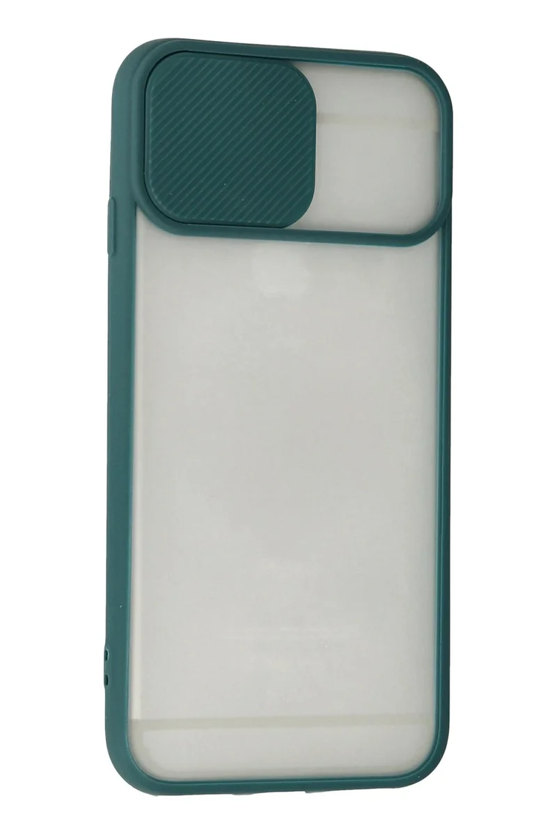 Newface iPhone 6 Plus Kılıf Palm Buzlu Kamera Sürgülü Silikon - Yeşil