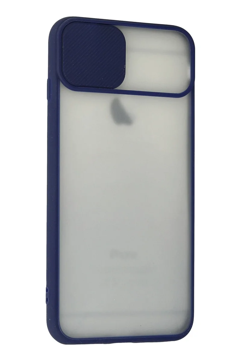 Newface iPhone 6 Plus Kılıf Palm Buzlu Kamera Sürgülü Silikon - Lacivert