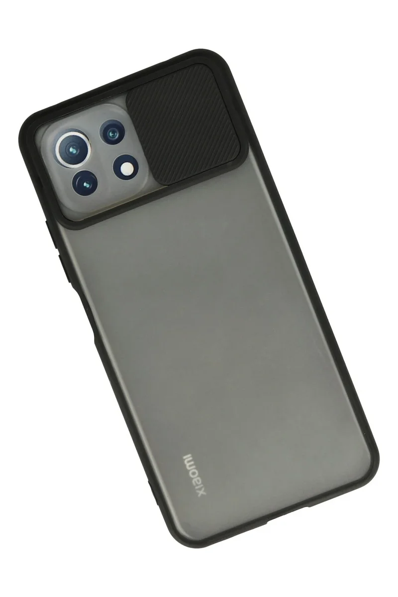 Newface Xiaomi Mİ 11 Lite Kılıf Palm Buzlu Kamera Sürgülü Silikon - Siyah