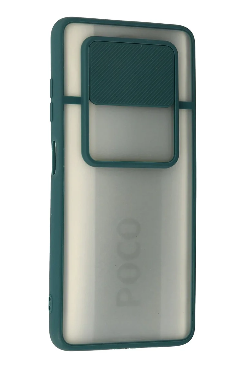 Newface Xiaomi Pocophone X3 Kılıf Palm Buzlu Kamera Sürgülü Silikon - Yeşil