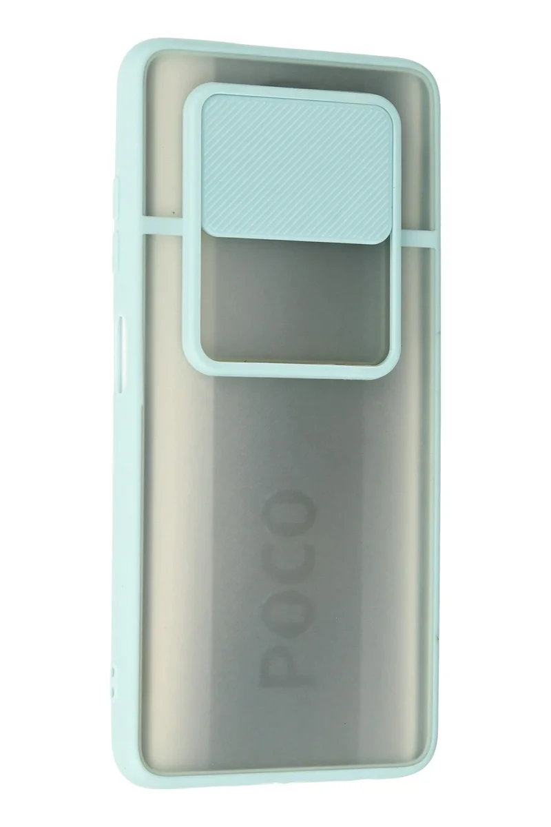 Newface Xiaomi Pocophone X3 Kılıf Palm Buzlu Kamera Sürgülü Silikon - Turkuaz