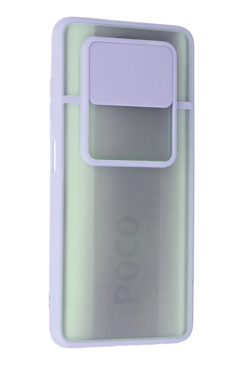 Newface Xiaomi Pocophone X3 Kılıf Palm Buzlu Kamera Sürgülü Silikon - Lila