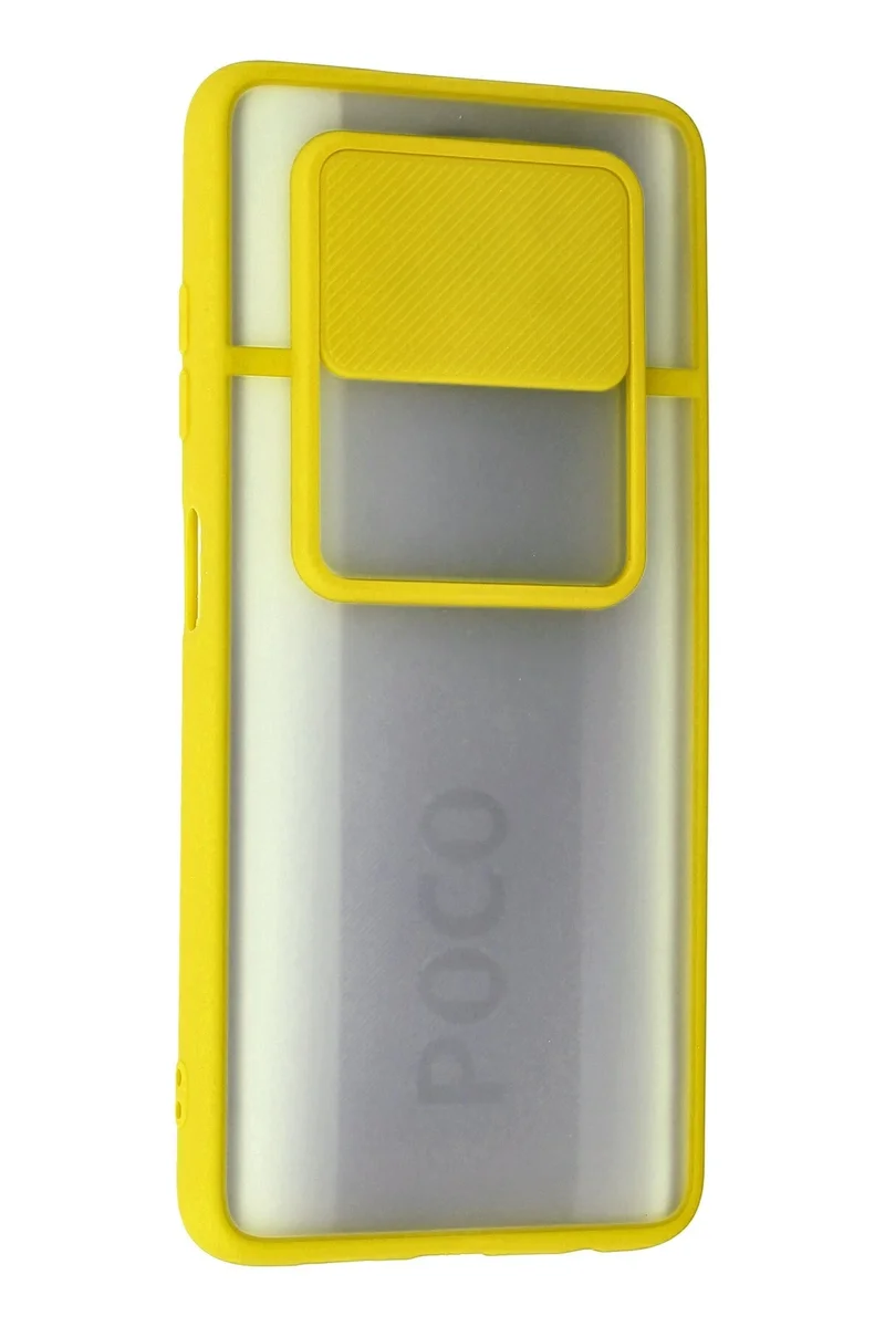 Newface Xiaomi Pocophone X3 Kılıf Palm Buzlu Kamera Sürgülü Silikon - Sarı