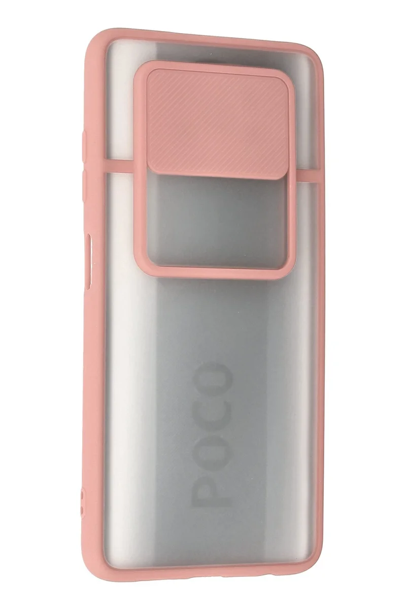 Newface Xiaomi Pocophone X3 Kılıf Palm Buzlu Kamera Sürgülü Silikon - Pembe
