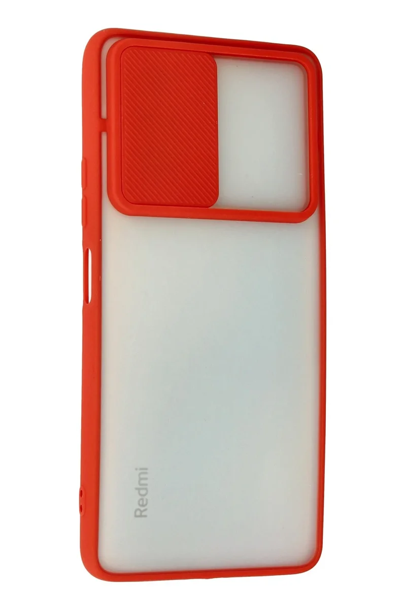 Newface Xiaomi Redmi Note 10 Pro Kılıf Palm Buzlu Kamera Sürgülü Silikon - Kırmızı