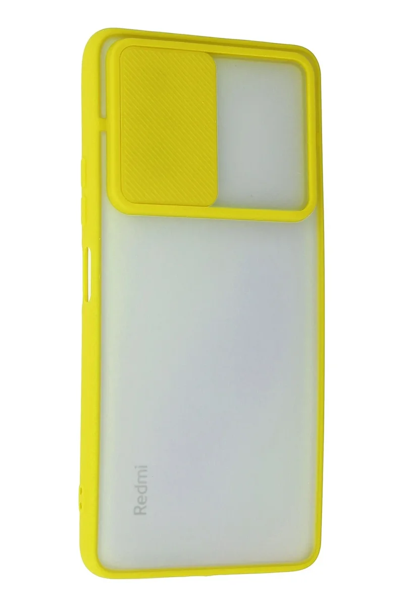 Newface Xiaomi Redmi Note 10 Pro Kılıf Palm Buzlu Kamera Sürgülü Silikon - Sarı
