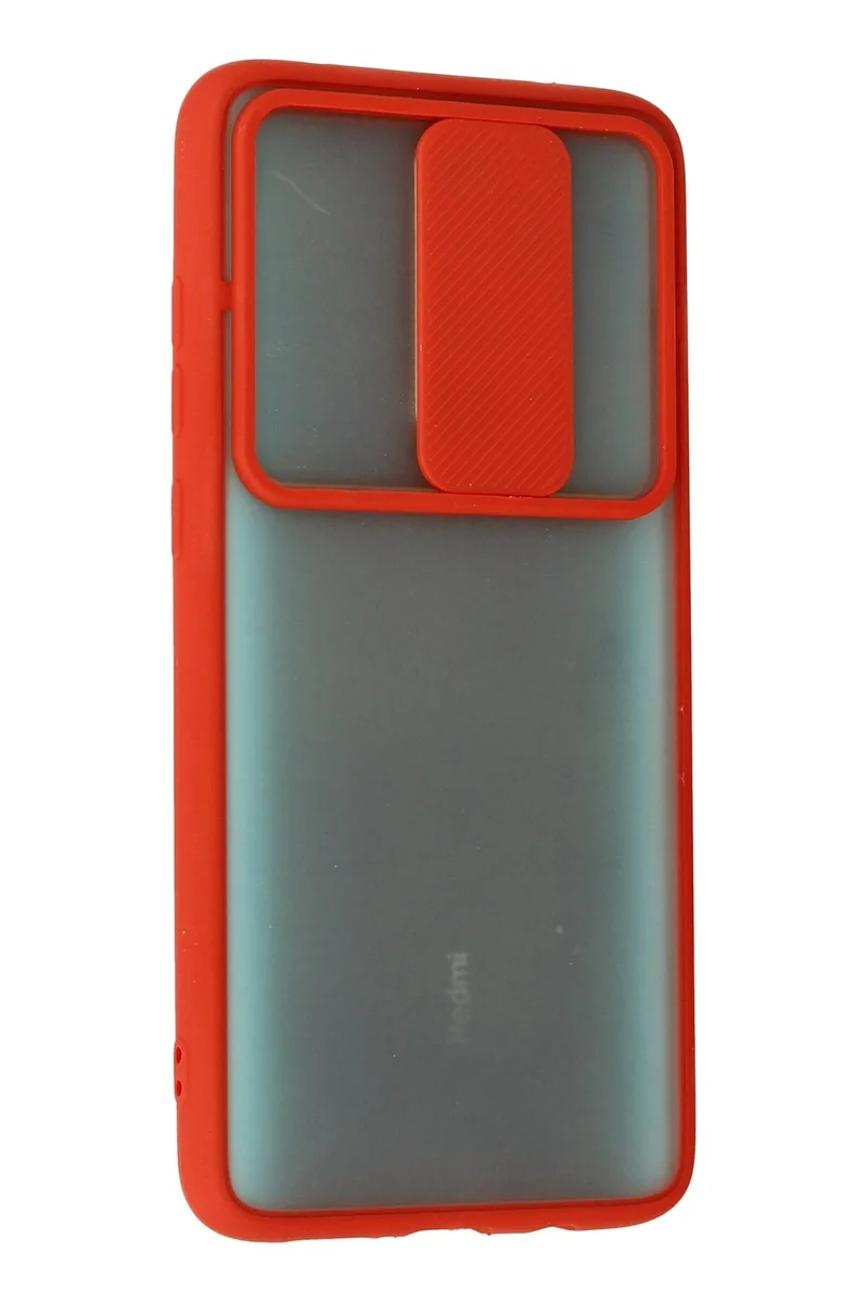 Newface Xiaomi Redmi Note 8 Pro Kılıf Palm Buzlu Kamera Sürgülü Silikon - Kırmızı
